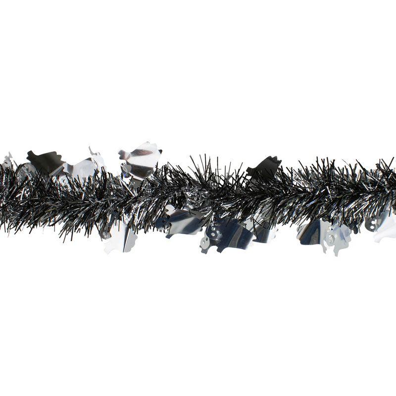 Northlight Black and Silver with Ghosts Halloween Tinsel Garland - 50 feet, Unlit