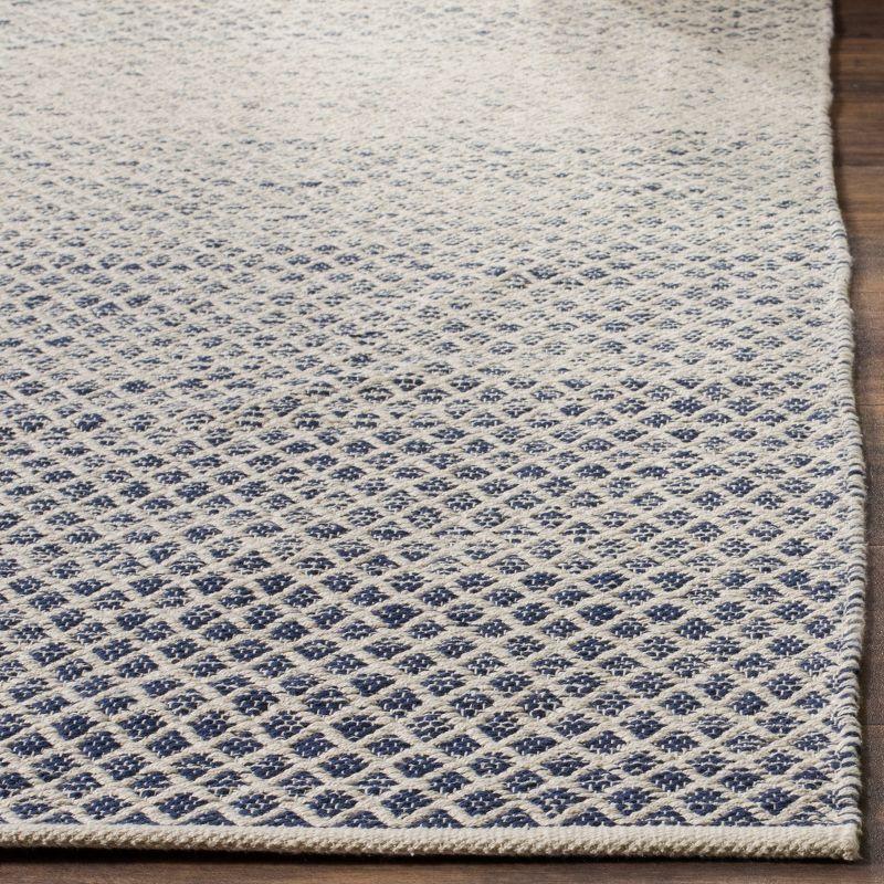 Navy and Ivory Cotton Flat Woven Handmade Area Rug 9' x 12'