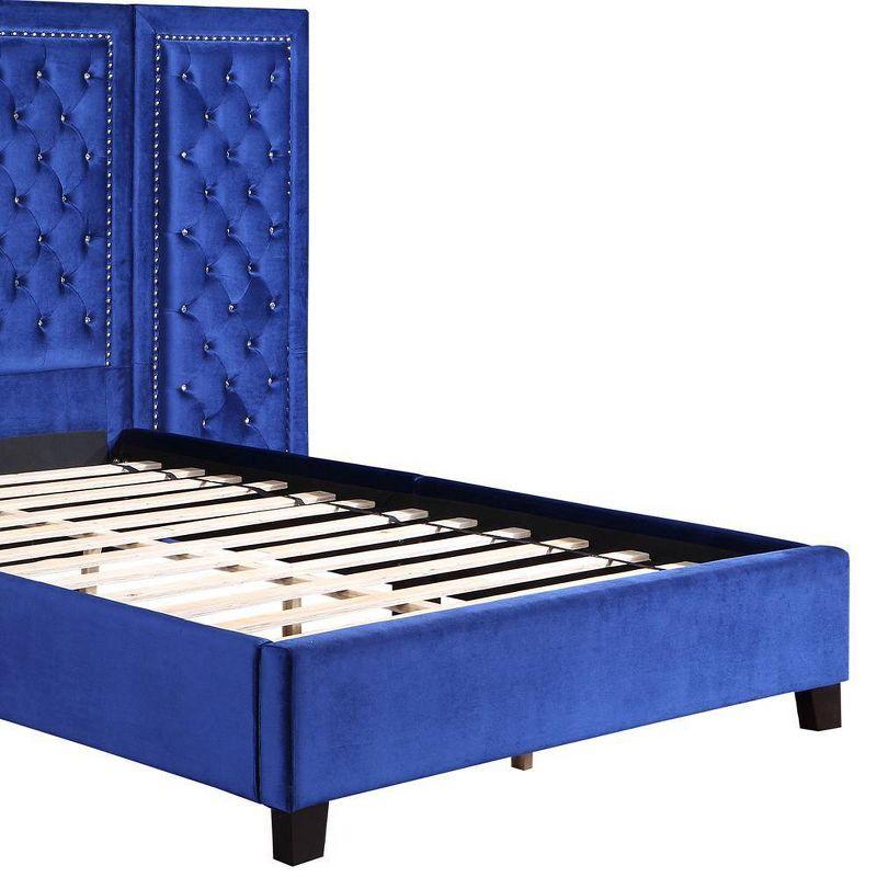 Damazy 86" King Bed Blue Velvet - Acme Furniture