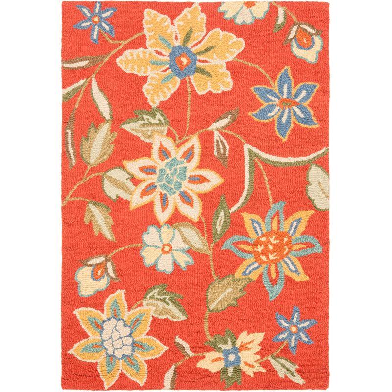 Blossom BLM673 Hand Hooked Area Rug - Rust/Multi - 4'x6' - Safavieh.