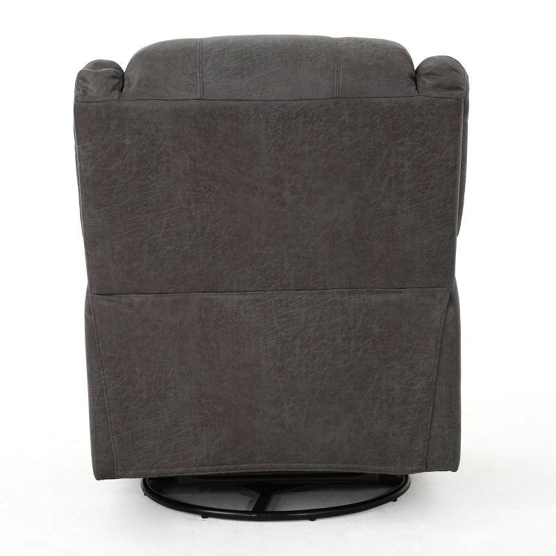 Slate Microfiber Swivel Recliner with Tufted Back