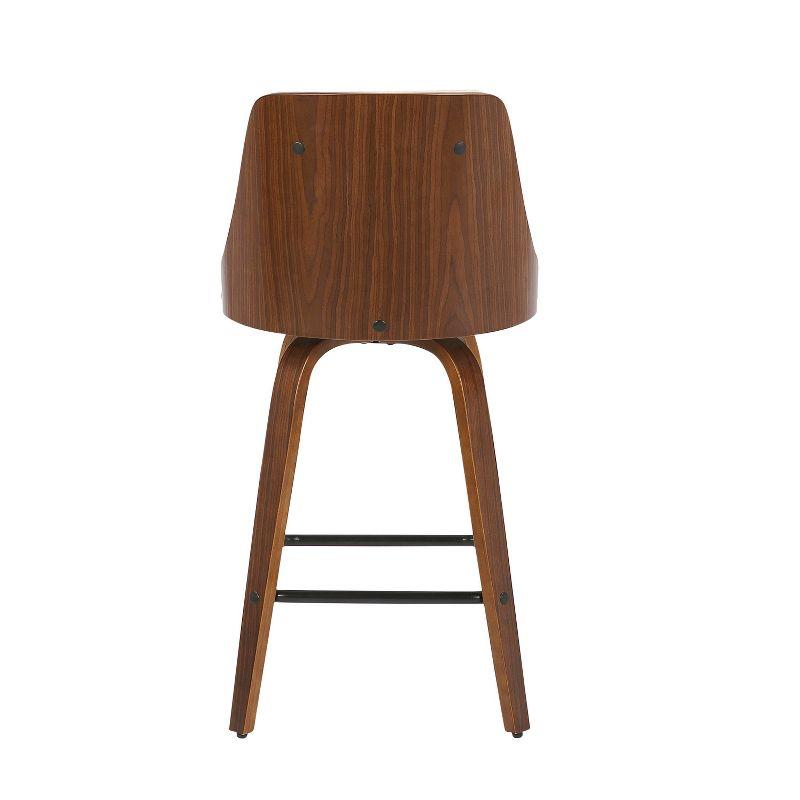 Mid-Century Modern Cream Faux Leather Swivel Counter Stool