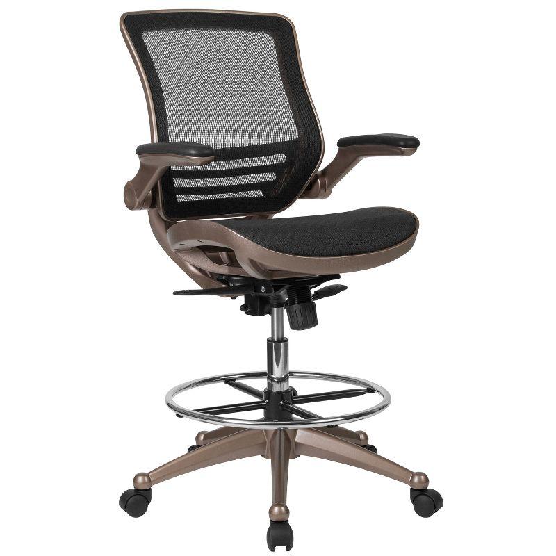 ErgoMesh 360° Swivel Drafting Chair with Adjustable Arms in Black
