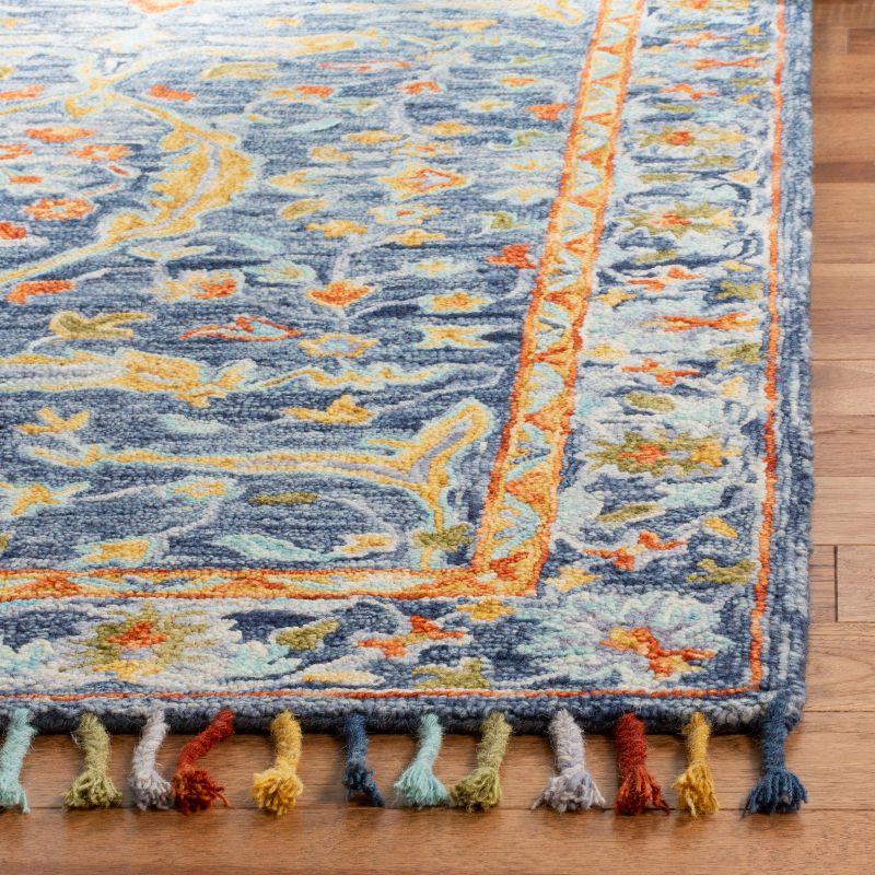 Aspen APN116 Hand Tufted Area Rug - Blue/Rust - 5' X 8' - Safavieh.
