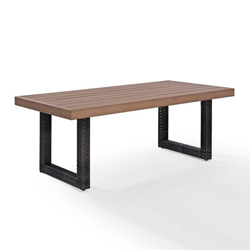 Beaufort Outdoor Wicker Coffee Table: Mist/Brown, Durable Poly Lumber & Steel Frame - Crosley