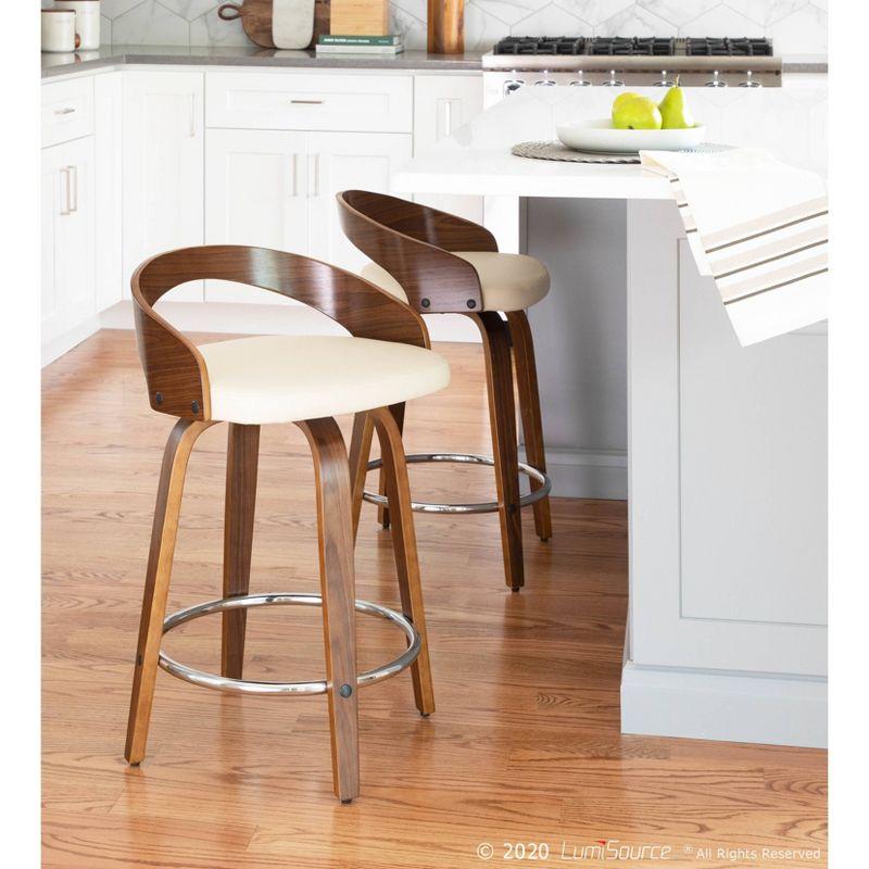 Cream Swivel Wood Counter Height Barstool Set