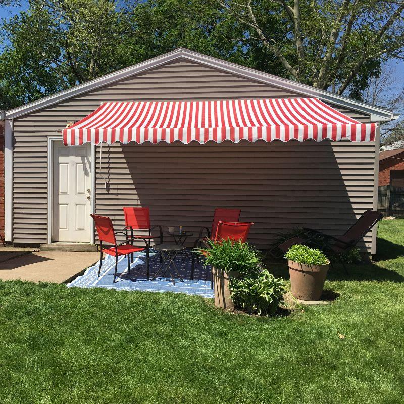 ALEKO Motorized Retractable Outdoor Awning with White Frame