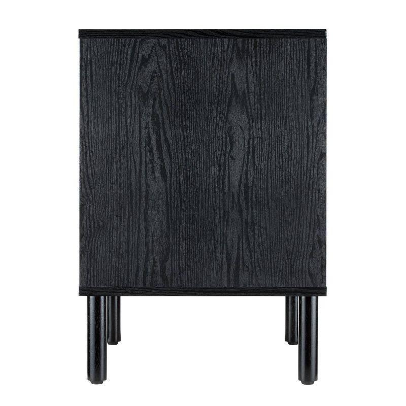 Sango Sango Merk 2-Drawer Solid Wood Nightstand, Drawers With Horizontal & Vertical Grooves