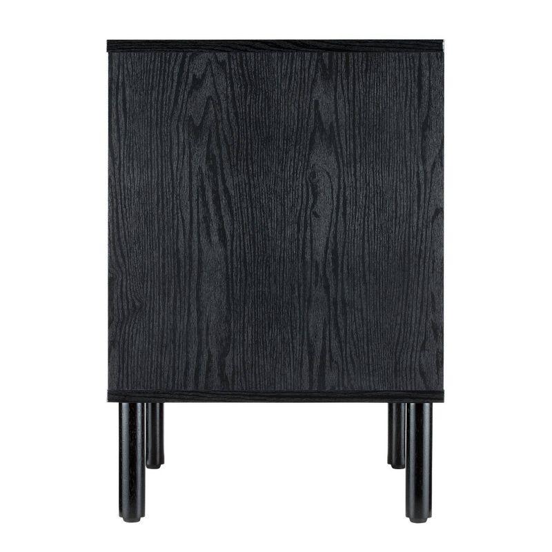 Sango Merk Sleek Black 2-Drawer Nightstand with Groove Detail