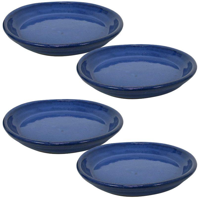 Imperial Blue 9" Glazed Ceramic Planter Saucers Set of 4