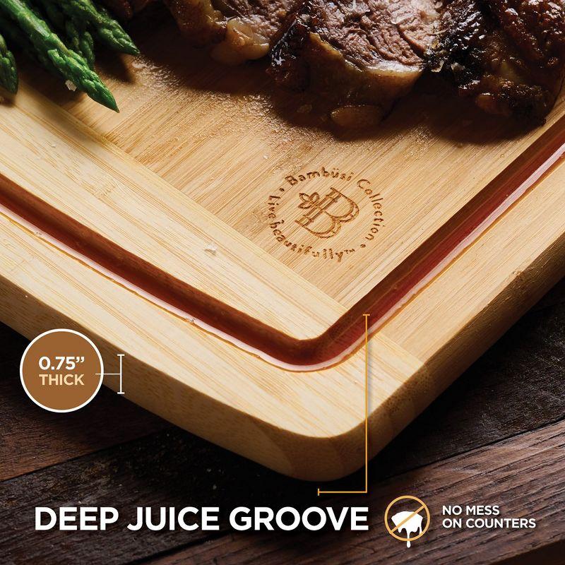 Large Cutting Board for Kitchen - Bamboo Wood Cutting Board with Juice Groove - Charcuterie Boards & Chopping Butcher Block for Meat, Serving Tray