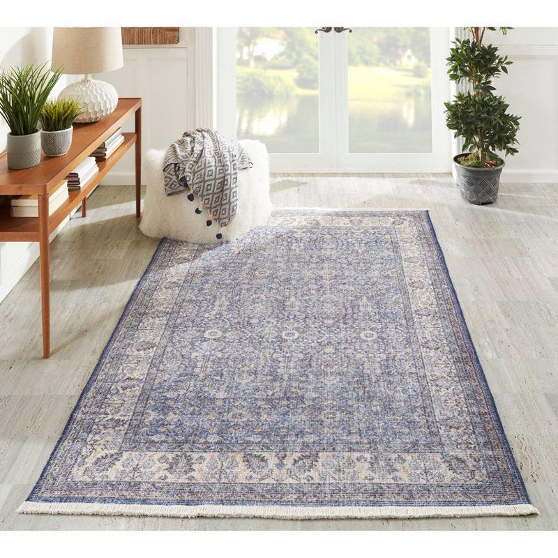 2'6"x10' Helena Runner Rug Blue - Momeni: Modern Ikat Design, Low Pile, Polyester & Cotton, Indoor Use