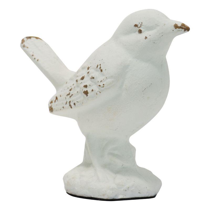 Antique White Cast Iron Bird Figurine, 6.2"