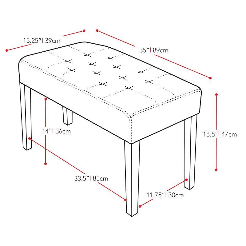 Espresso Elegance Tufted Leatherette Ottoman Bench