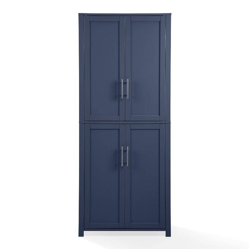 Crosley 67" Savannah Tall Kitchen Storage Pantry Navy: Traditional Farmhouse Design, Wood Veneer, MDF Frame, 3 Adjustable Shelves