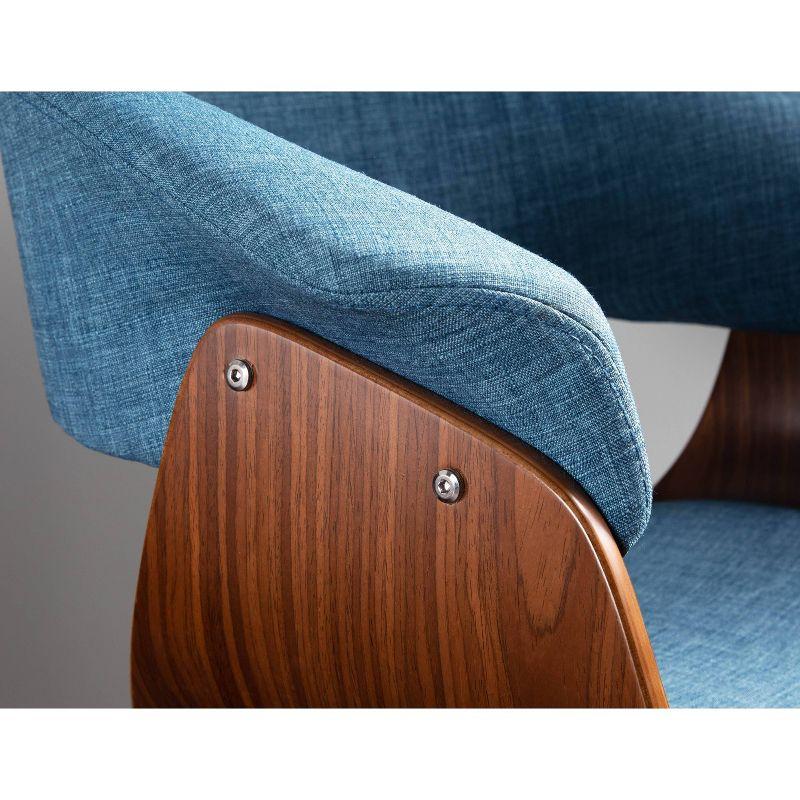 Set of 2 Blue Velvet Walnut Wood Upholstered Arm Chairs