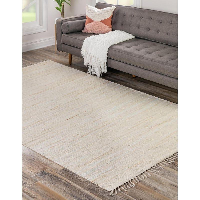 Beige Handwoven Cotton Striped Reversible Area Rug 4' x 6'