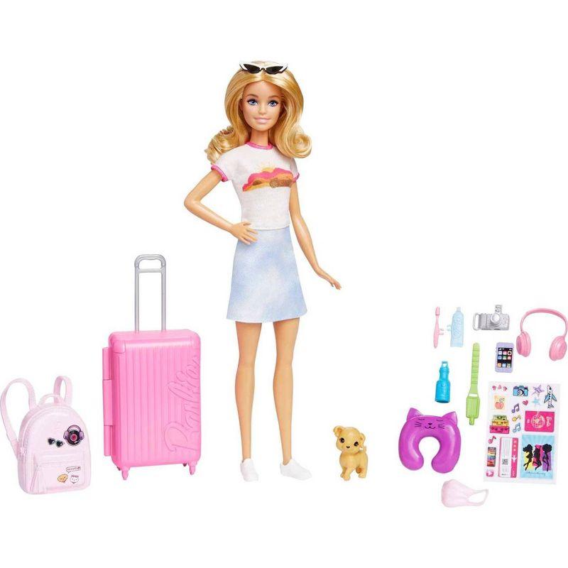 Barbie Travel Doll with Puppy and Accessories Set