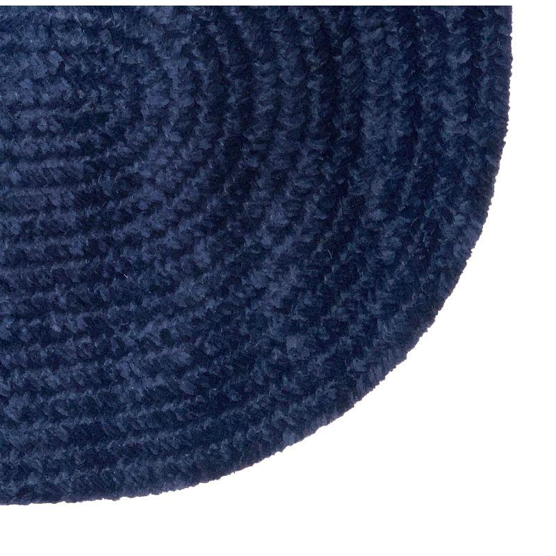 Navy Chic Oval Braided Synthetic Area Rug - Easy Care & Stain-resistant