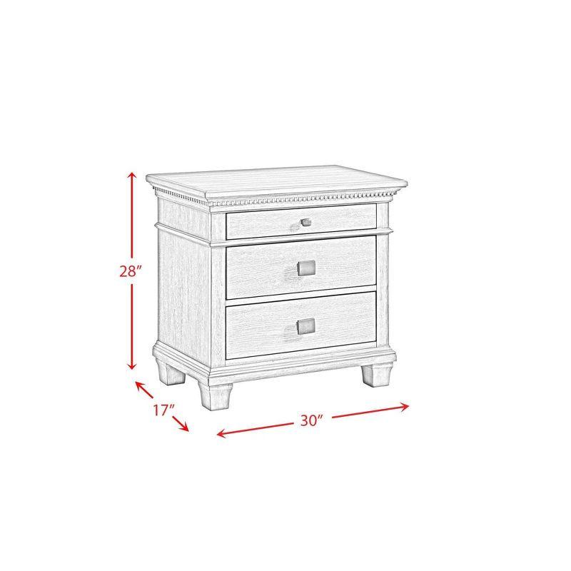 Gray 3-Drawer Nightstand with USB and Dark Knobs