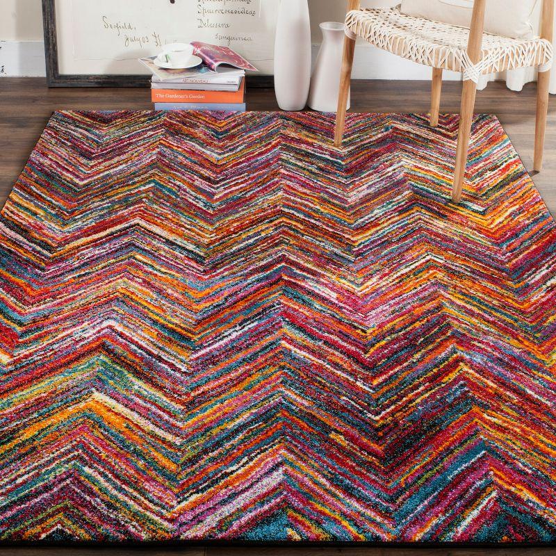 Aruba Multi-Color Chevron Synthetic Area Rug 5'3" x 7'6"