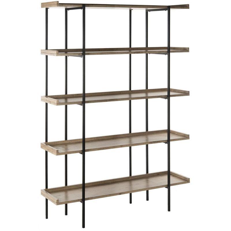 Cecilia Retro Mid Century 5-Tier Wood Etagere - Oak/Black - Safavieh.