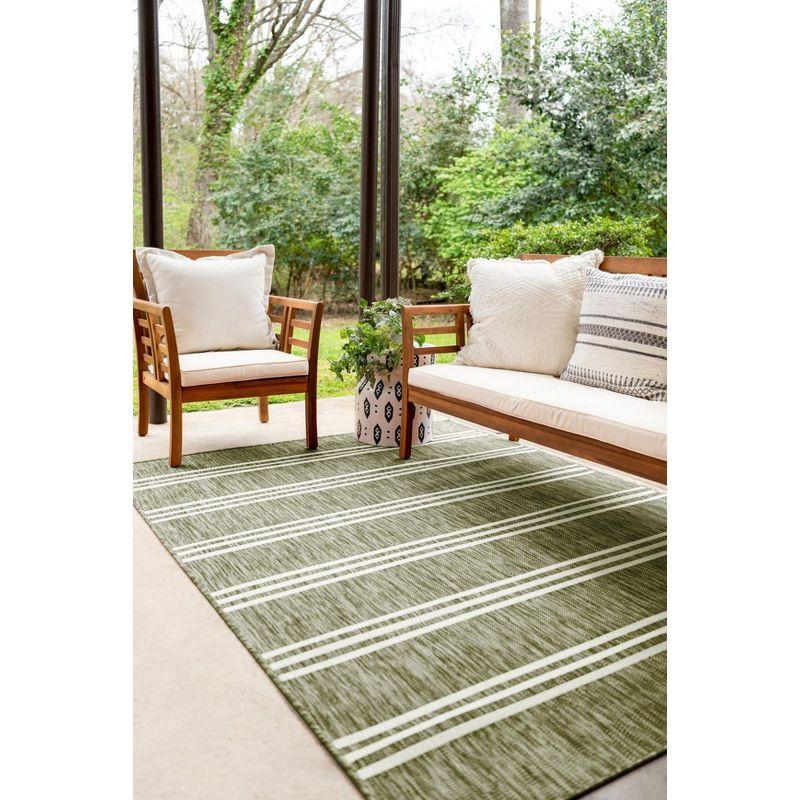 Costa Verde Stripe 7' x 10' Outdoor Easy Care Rug - Green and Ivory