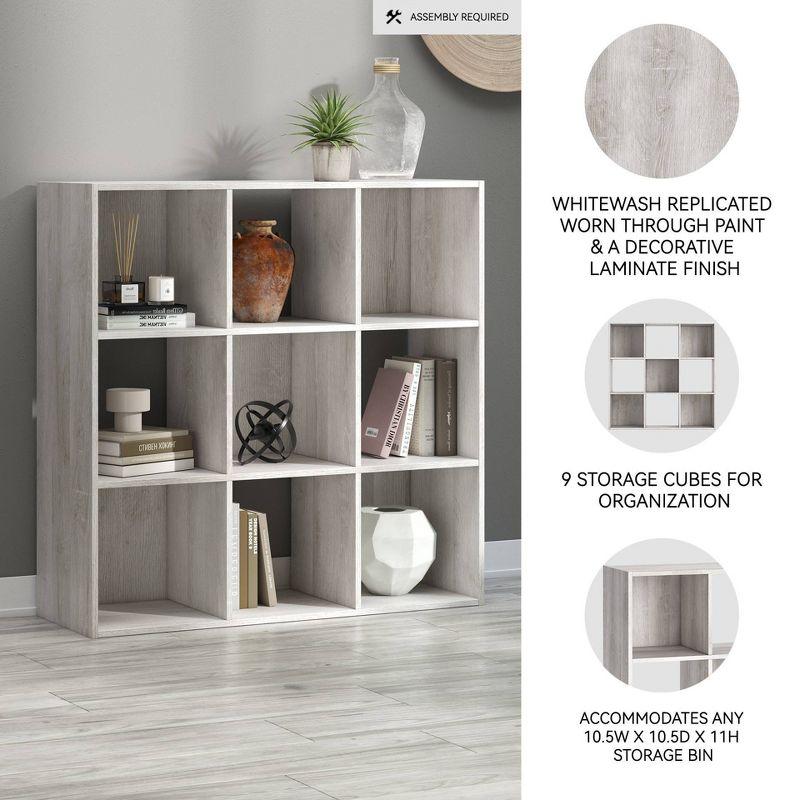 35.43" Paxberry 9 Cube Organizer Whitewash - Signature Design by Ashley