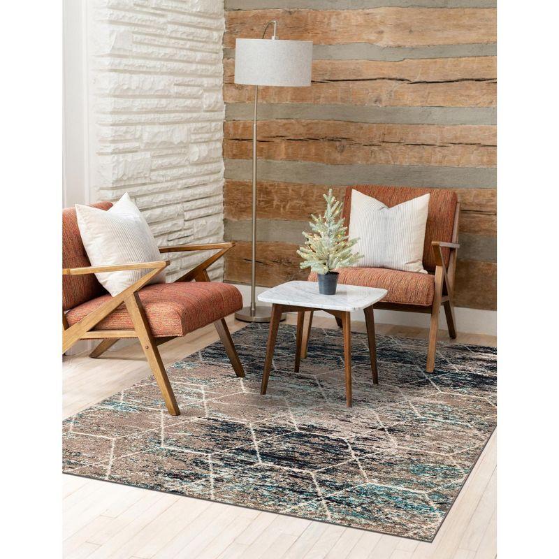 Unique Loom 8' 0 x 10' 0 Trellis Frieze Geometric Blue Multi Area Rug