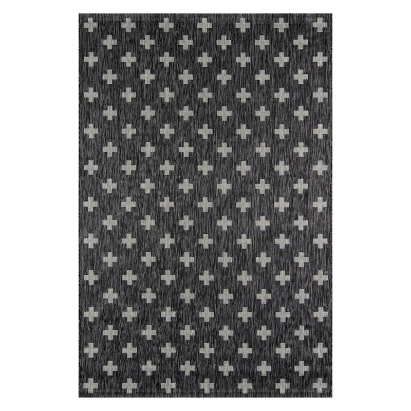 Charcoal Geometric Easy-Care Synthetic Area Rug 5'3" x 7'6"