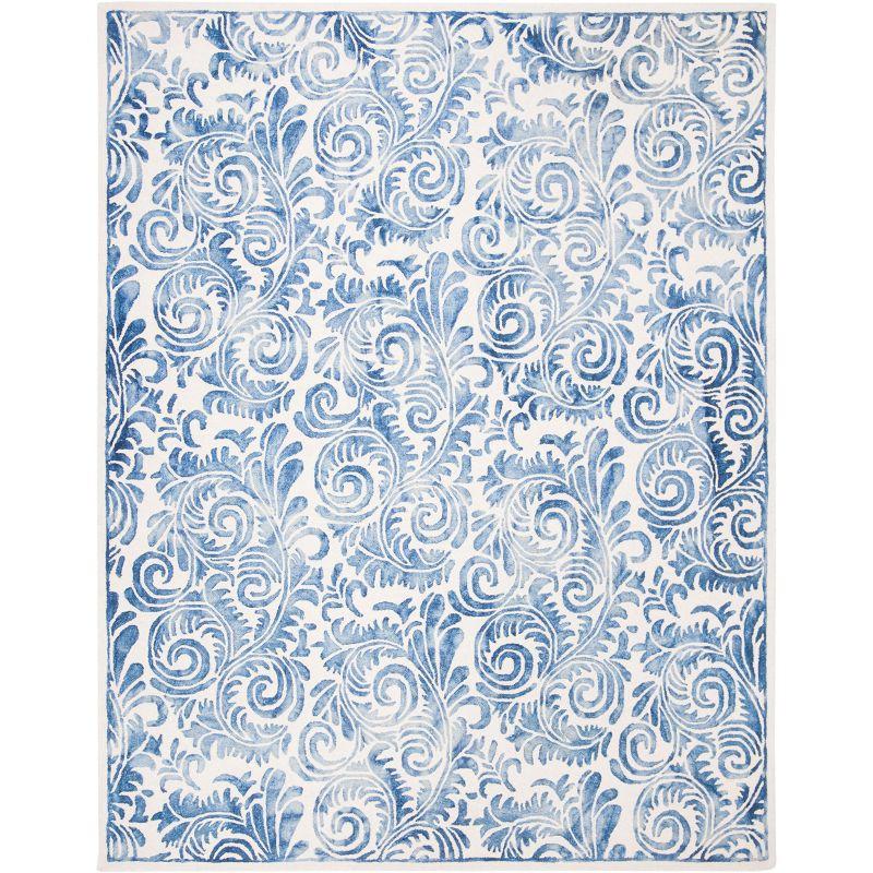 Blue and Ivory Hand-Tufted Wool 8' x 10' Area Rug