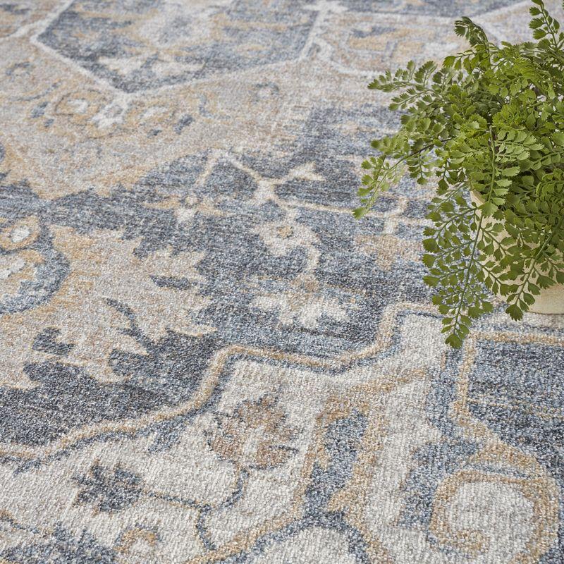 Nourison Astra Machine Washable Vintage Medallion Indoor Rug Grey/Blue 9' x 12'