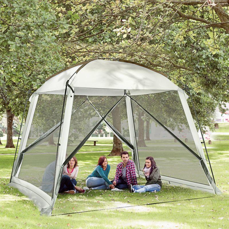 Outsunny 6-8 Person Instant Pop-Up Tent, Screen House with Backpack/Shoulder Travel Bag Camping Accessory, Outdoor Canopy with Net, 118" x 118"