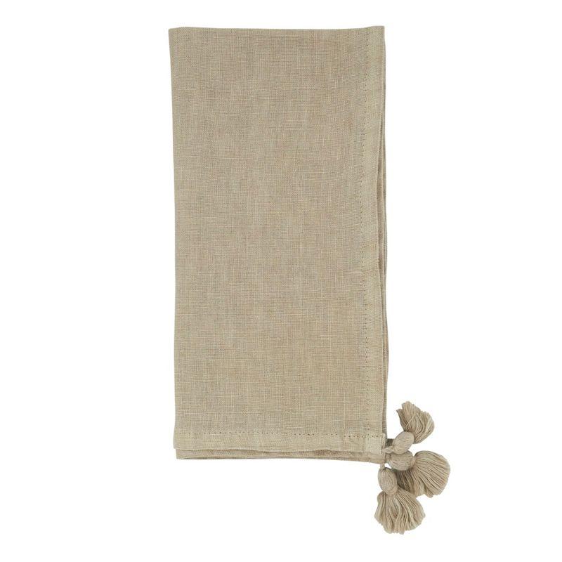 Natural Linen Napkin Set with Tasseled Corners, 4 Piece