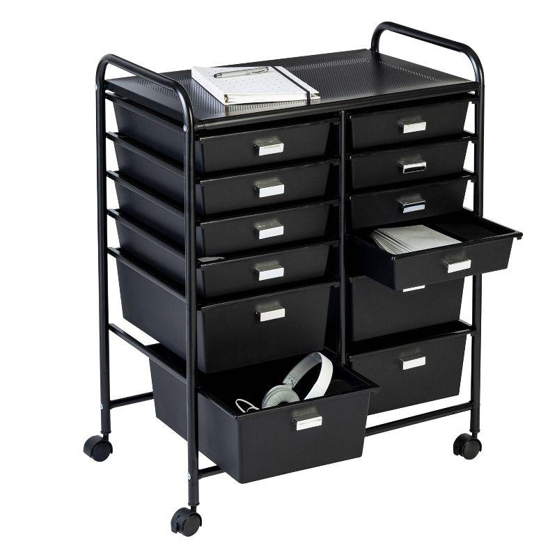 Honey-Can-Do 12 Drawer Rolling Cart Black