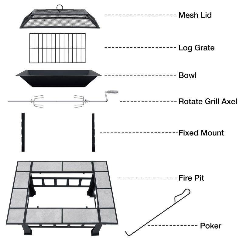 SINGLYFIRE 37 Inch Large Fire Pit with Ceramic Table & BBQ Grill for Backyard Garden