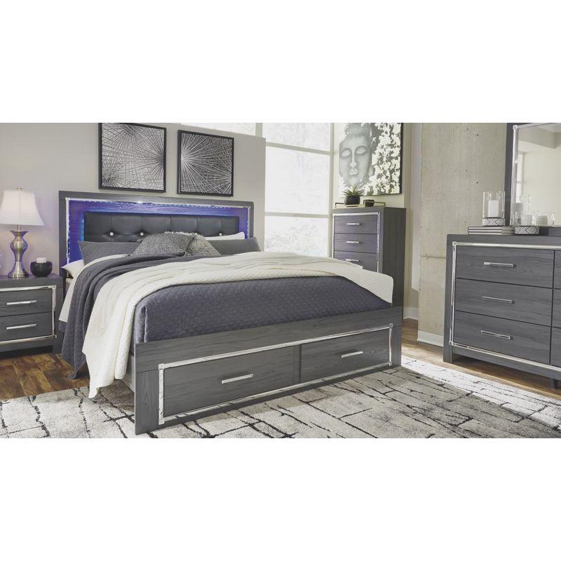 Queen/Full Lodanna Upholstered Panel Headboard Gray: LED Lights, Chrome Accents - Signature Design by Ashley