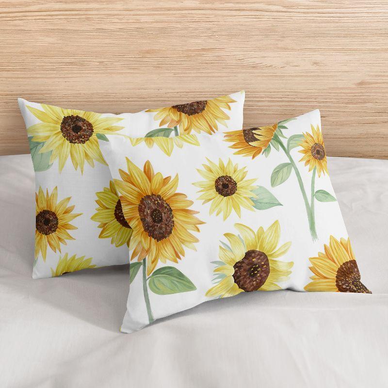 Sweet Jojo Designs Full/Queen Comforter Bedding Set Sunflower Yellow and Green 3pc