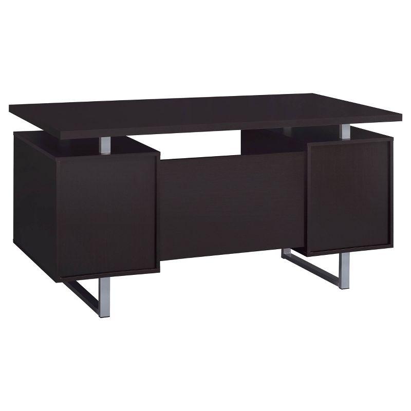 Lawtey 2 Drawer Office Desk Cappuccino - Coaster: Floating Top, Steel Legs, File Storage