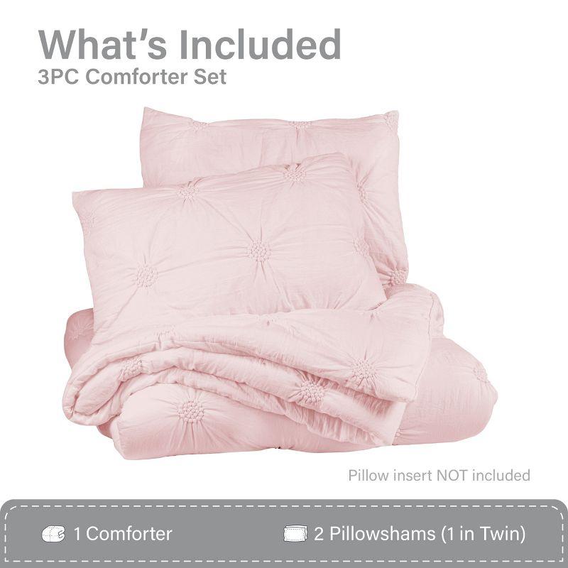 Swift Home Supreme Microfiber Floral Pintuck Microfiber 3-Piece Comforter Set