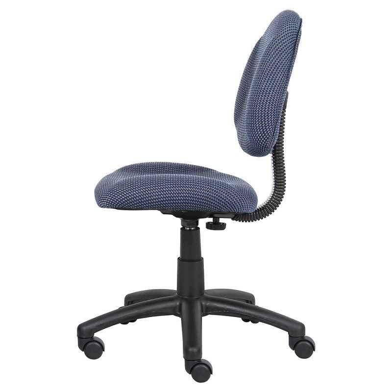 Ergonomic Blue Fabric Armless Swivel Task Chair