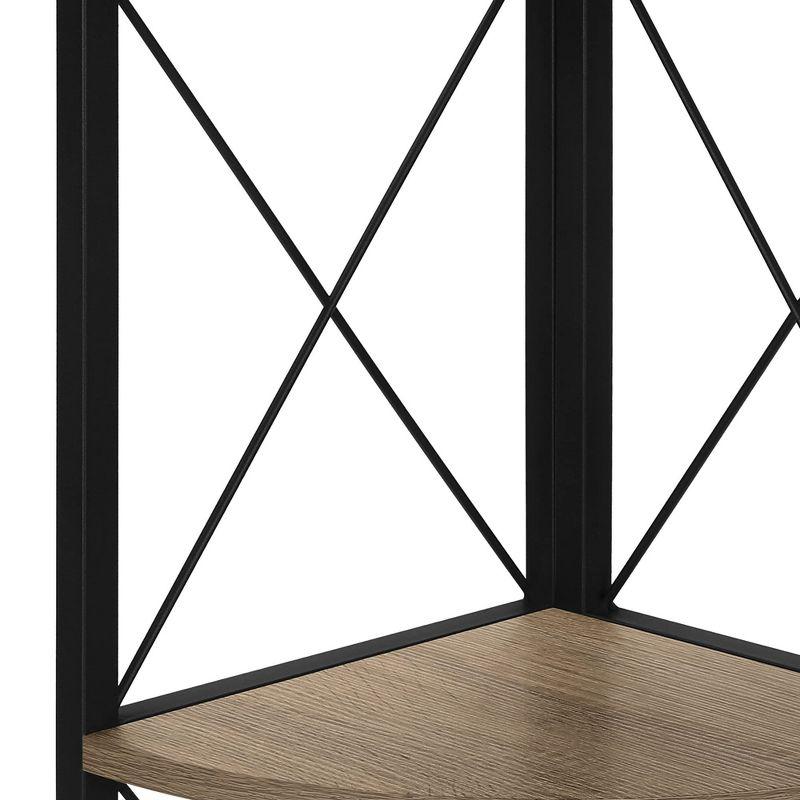 Bookshelf, Bookcase, Etagere, Corner, 4 Tier, 60"H, Office, Bedroom, Metal, Laminate