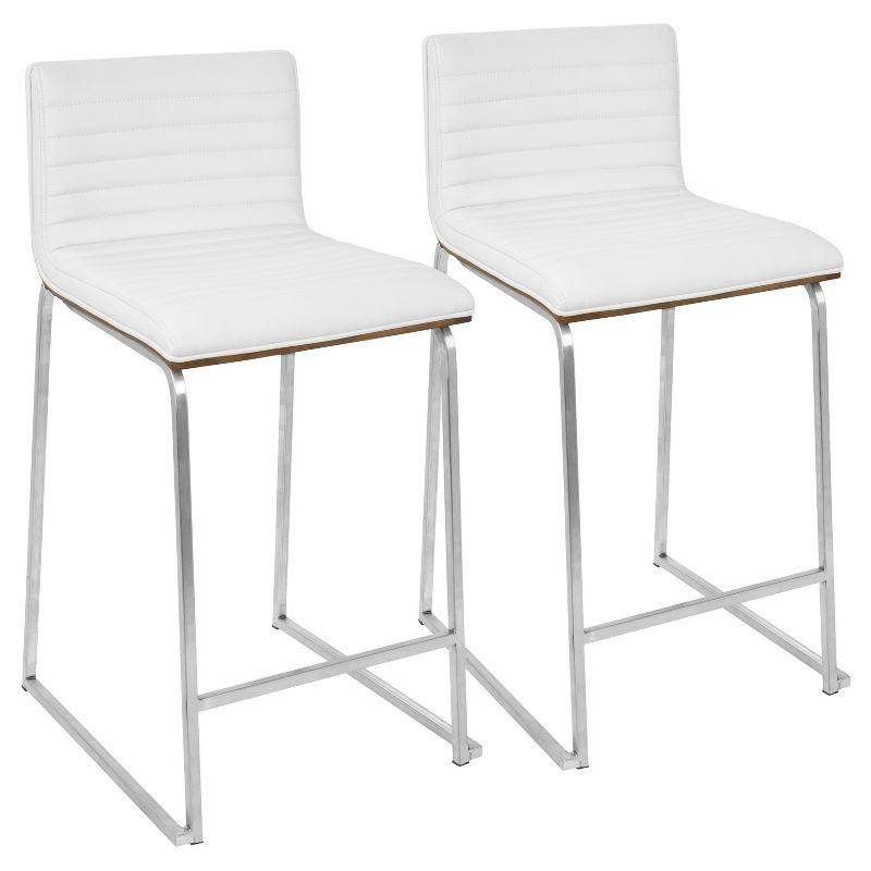 Set of 2 26&#34; Mara Contemporary Counter Height Barstool White - Lumisource