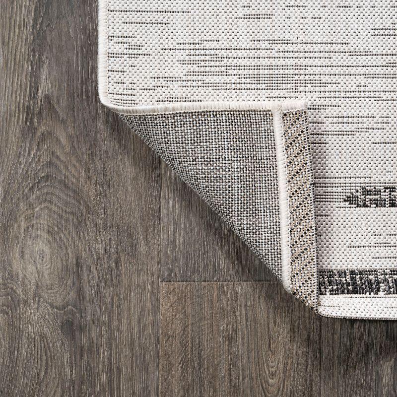 4'x6' Zolak Berber Stripe Geometric Indoor/Outdoor Area Rug, Ivory/Black - JONATHAN Y