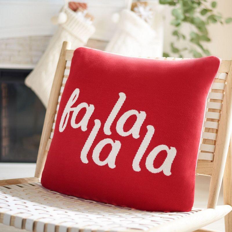 Red and White Cotton Christmas Throw Pillow