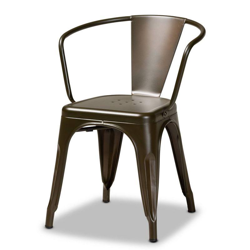 Low Brown Metal and Cane Arm Chair