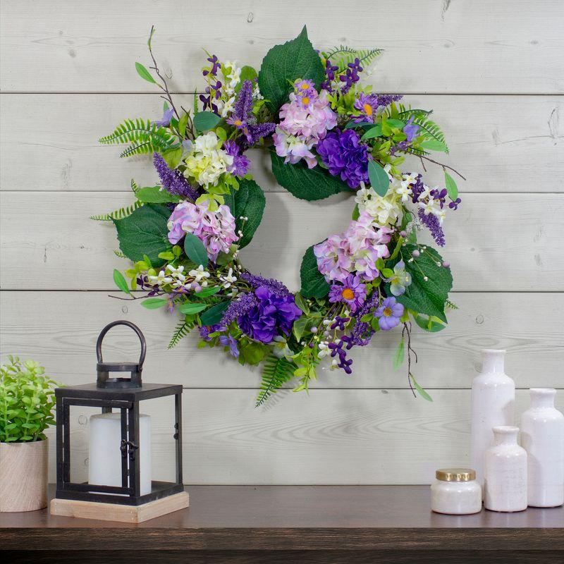 Spring Elegance Purple Hydrangea & Greenery Grapevine Wreath 26"