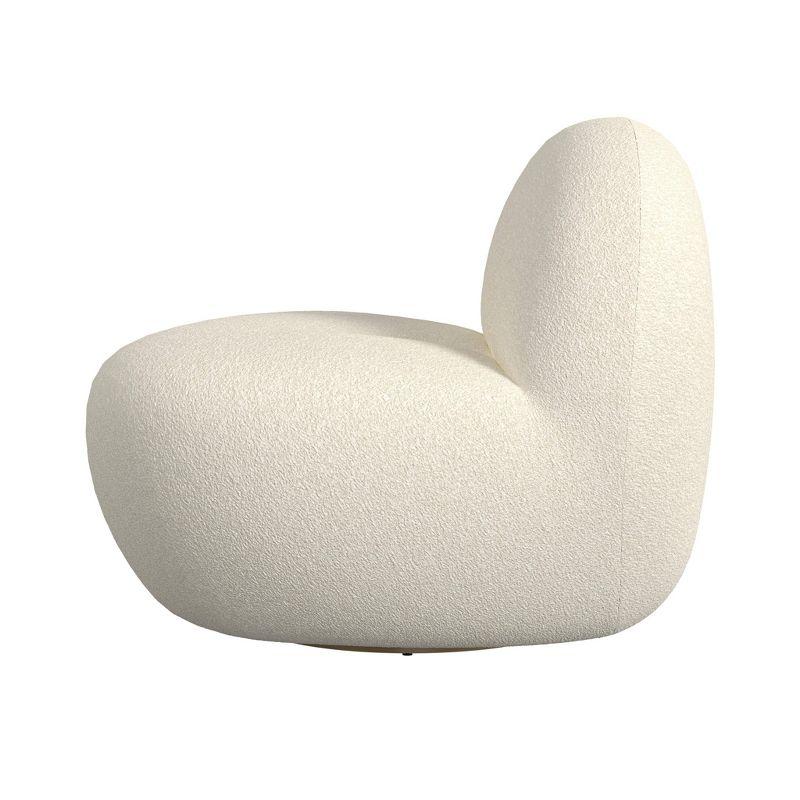 Armless Swivel Chair White Faux Shearling - HomePop: Upholstered Accent, Metal & Wood Frame, 300 lbs Capacity