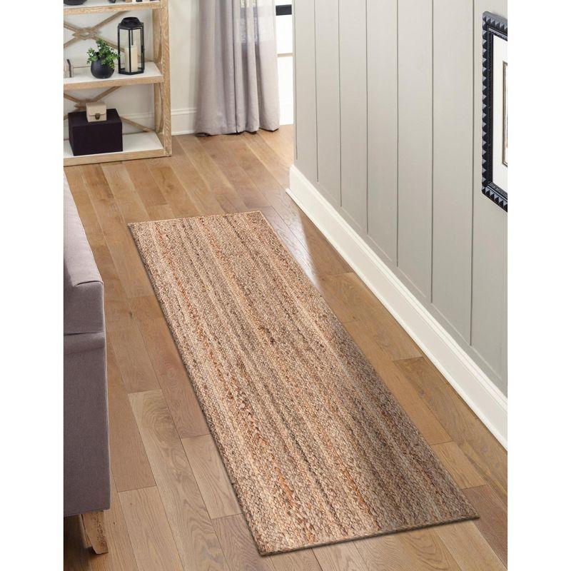 Unique Loom 2'6"x6' Braided Jute Dhaka Natural Indoor Area Rug