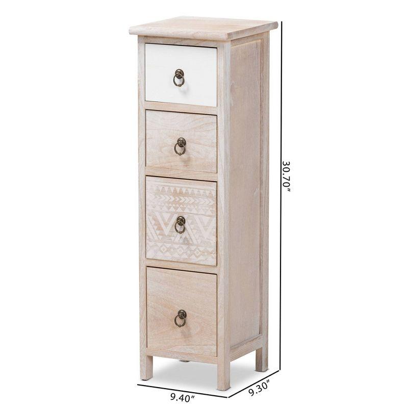 Baxton Studio Seanna Wood 4 Drawer Storage Unit Light Brown: Farmhouse Style Accent Cabinet, No Assembly Required